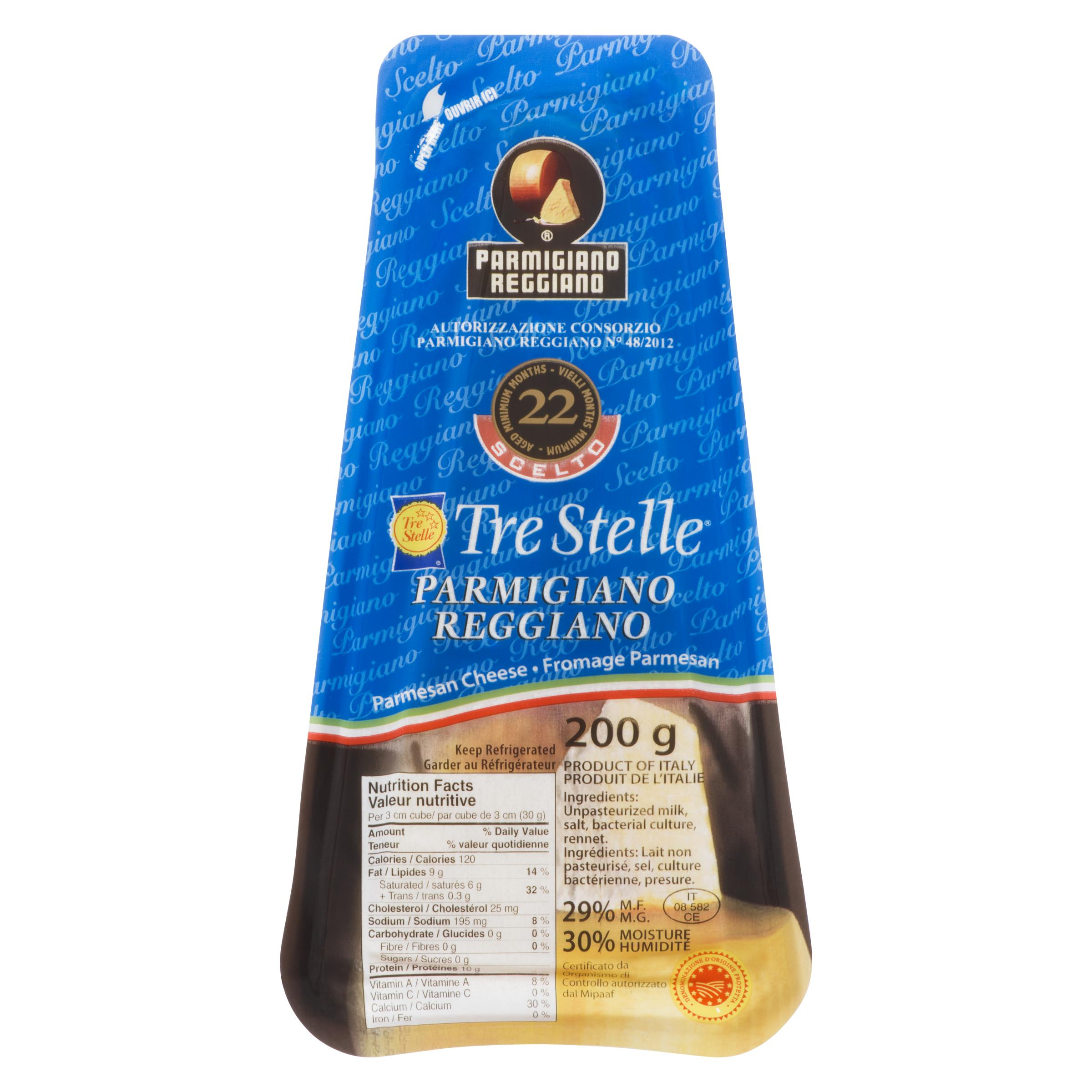 Tre Stelle Parmigiano Reggiano DOP 200g vacuum-sealed Italian aged cheese wedge